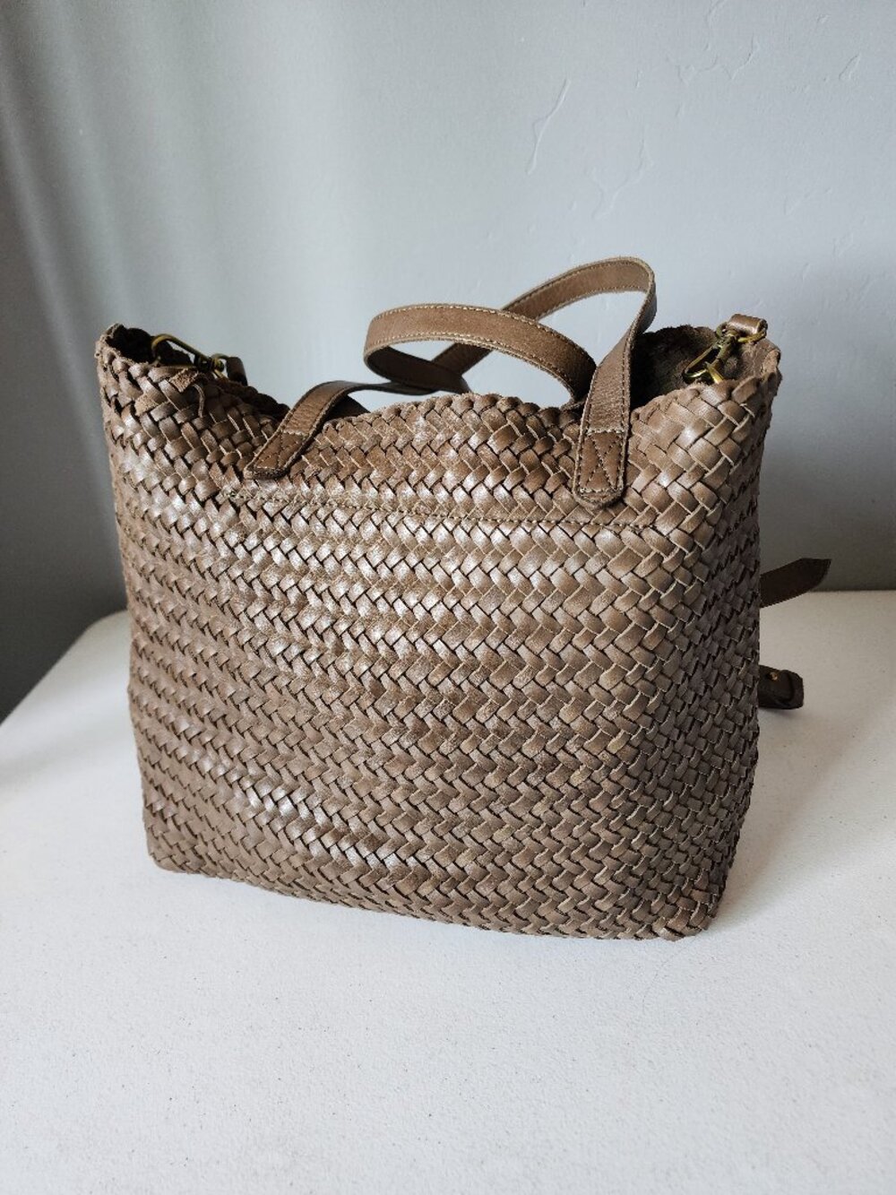 Madewell Brown Woven Tote "EUC" - Picture 6 of 16